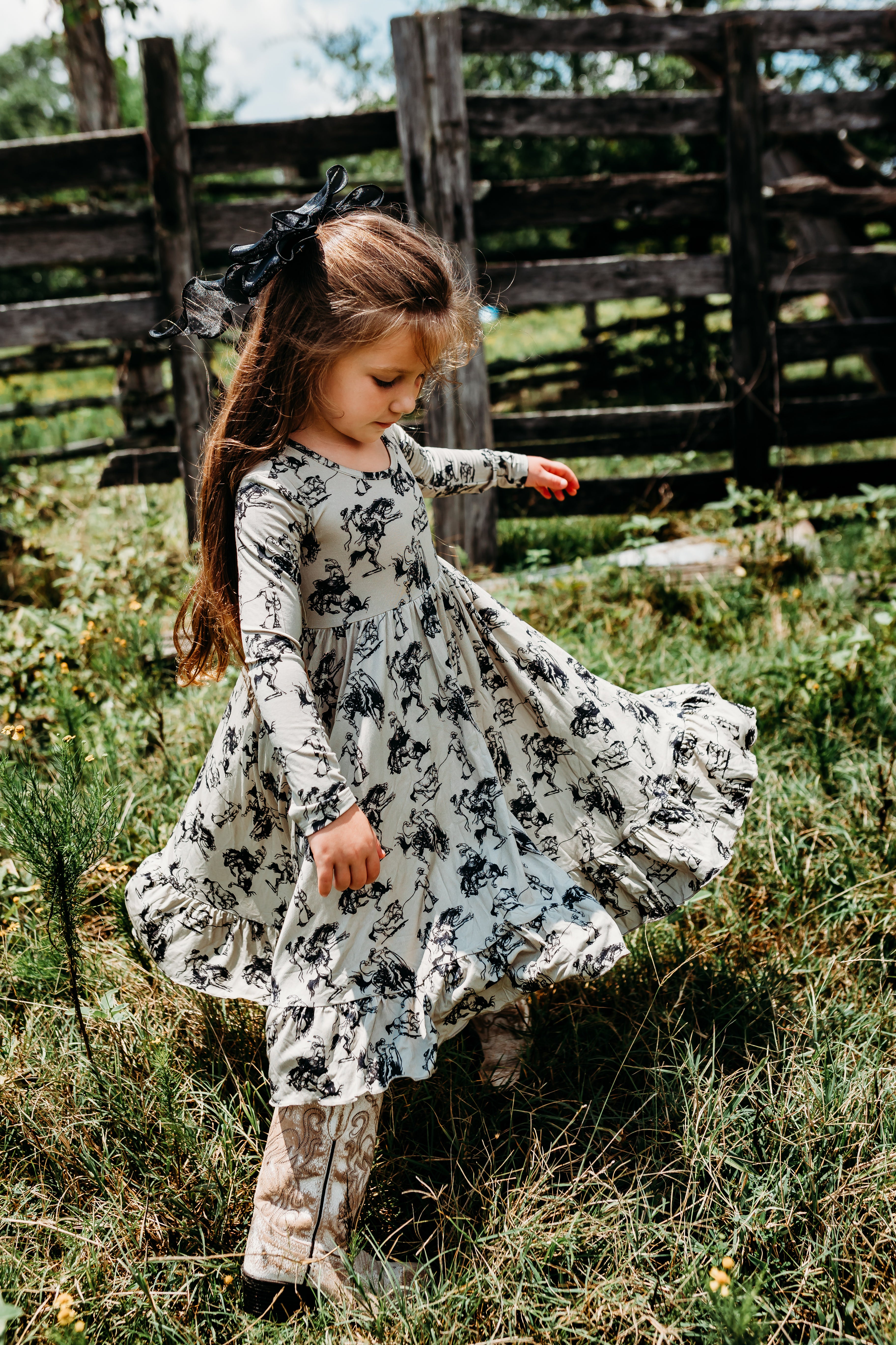 Bronc Lessons Long Sleeve Ruffled Twirl Dress