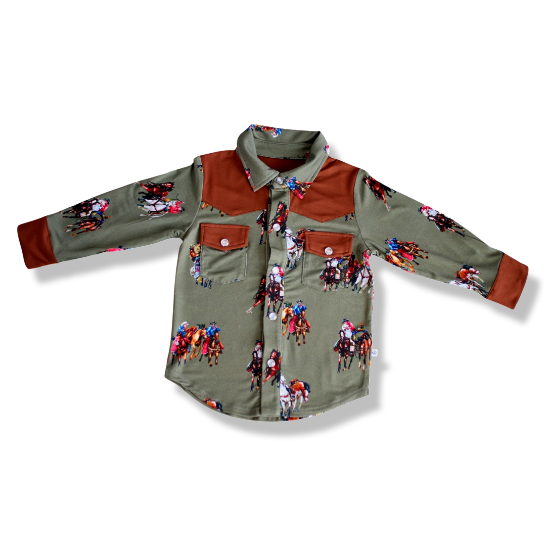Waco Western Long Sleeve Pearl Snap Collared Shirts