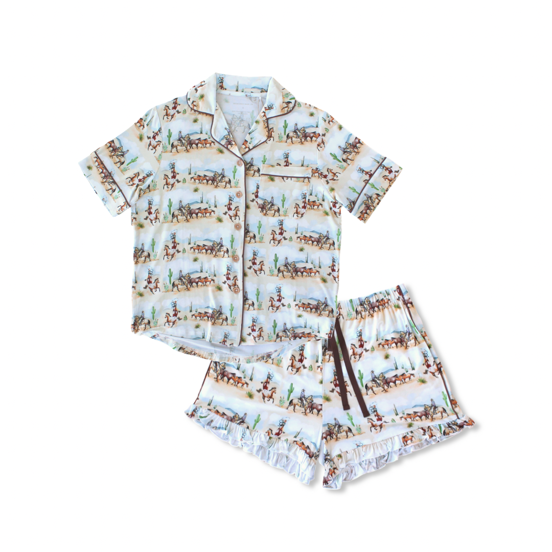 Amarillo Short Sleeve + Ruffle Shorts Women's Lounge