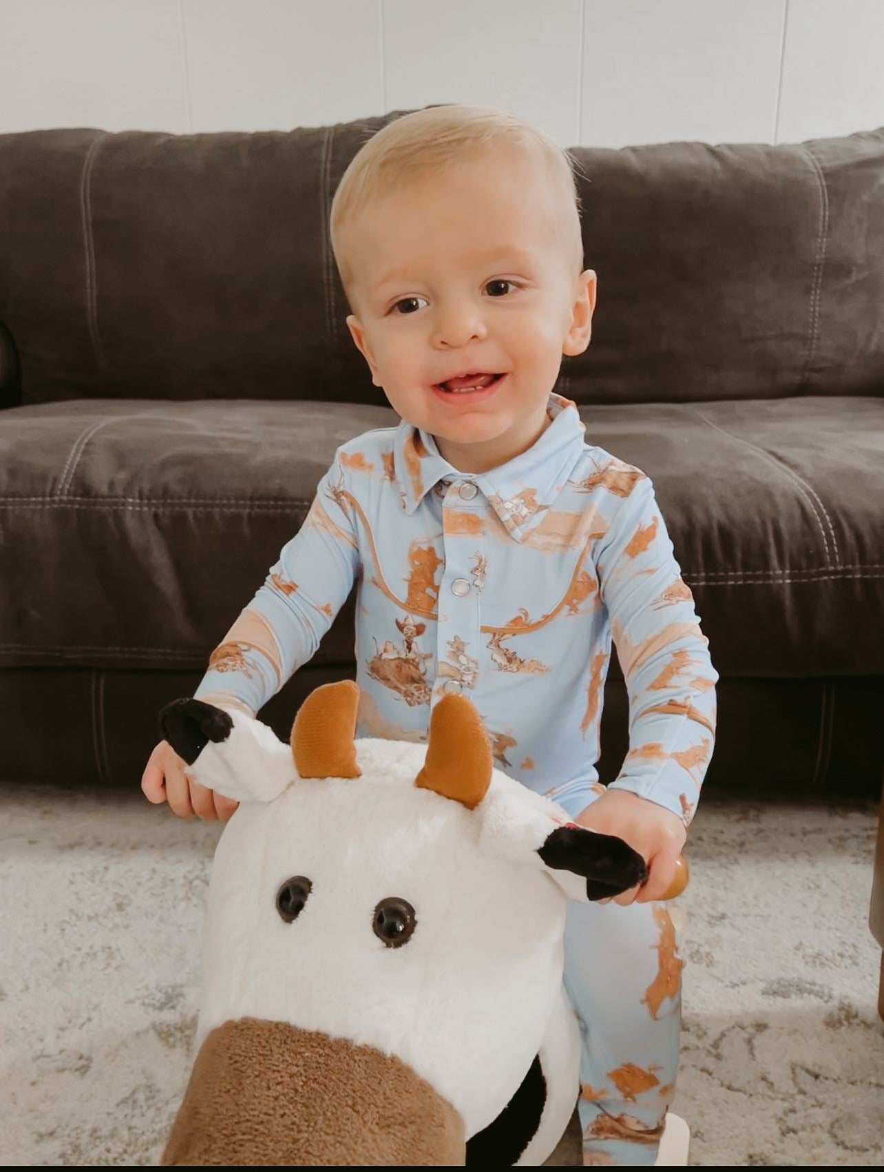 Rabbit Roper Western Collared Pearl Snap Romper