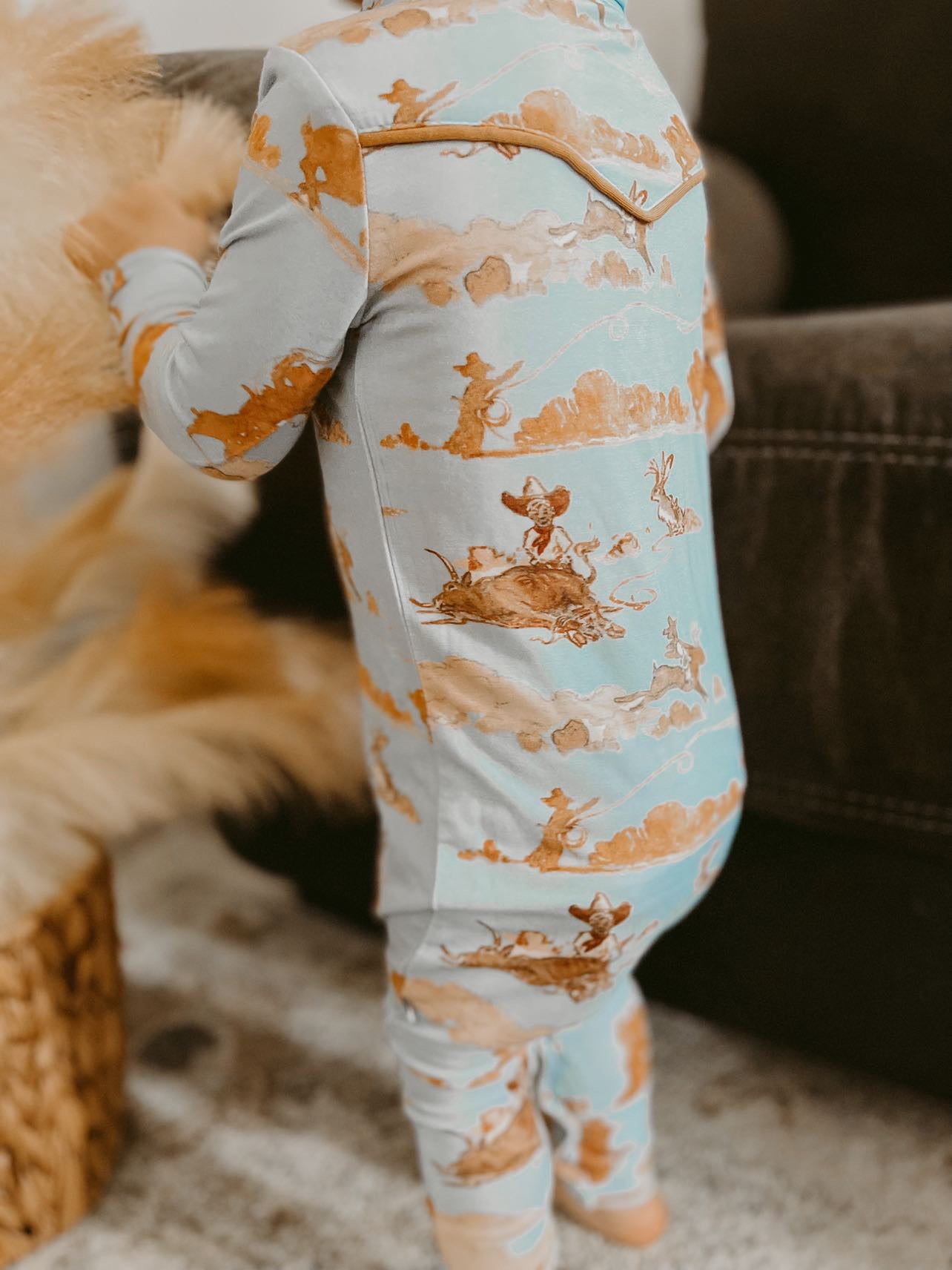 Rabbit Roper Western Collared Pearl Snap Romper
