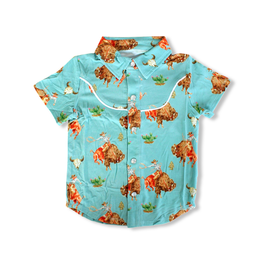 Rusk Western Pearl Snap Collared Shirt