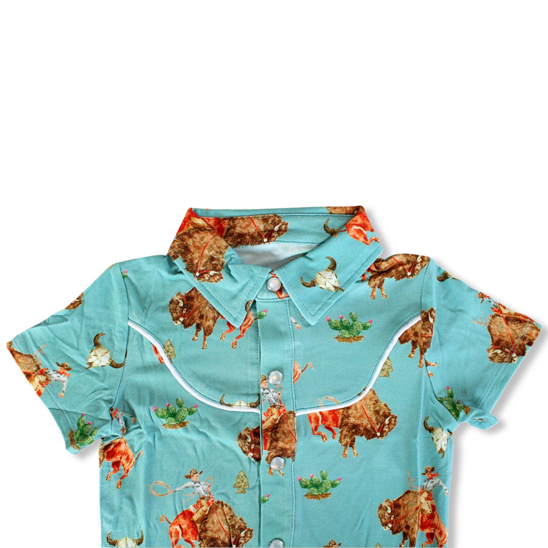 Rusk Western Pearl Snap Collared Shirt