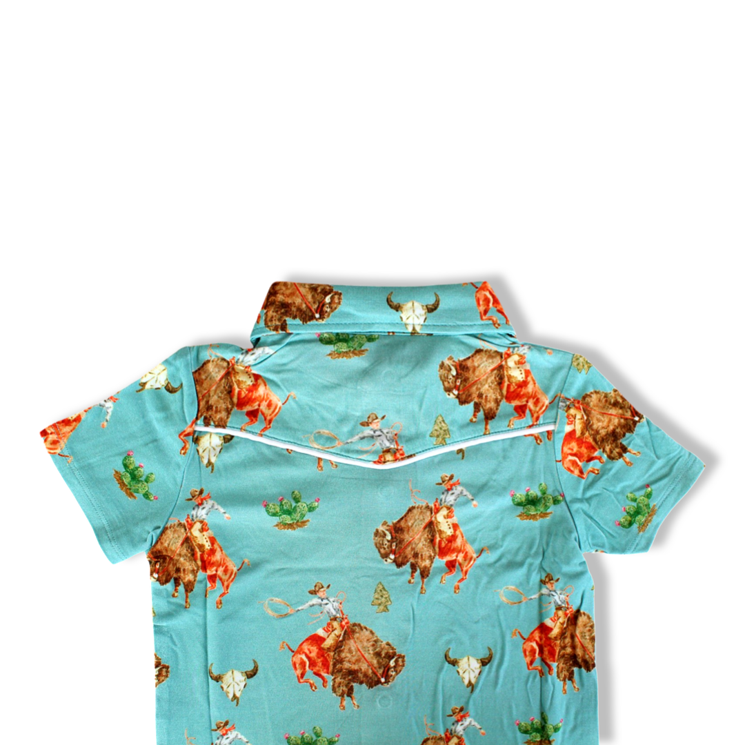 Rusk Western Pearl Snap Collared Shirt