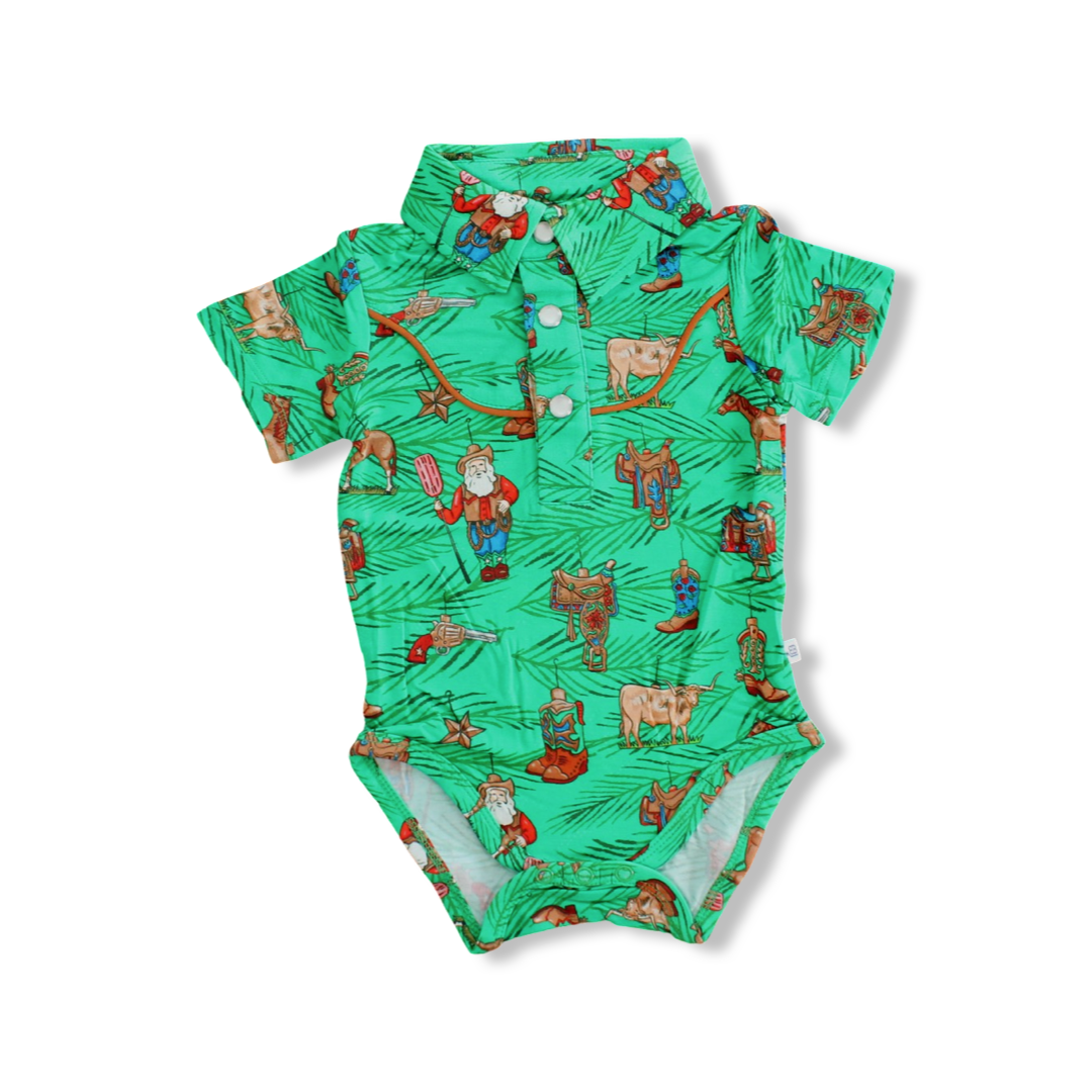 Western Ornaments Collared Short Sleeve Bodysuit