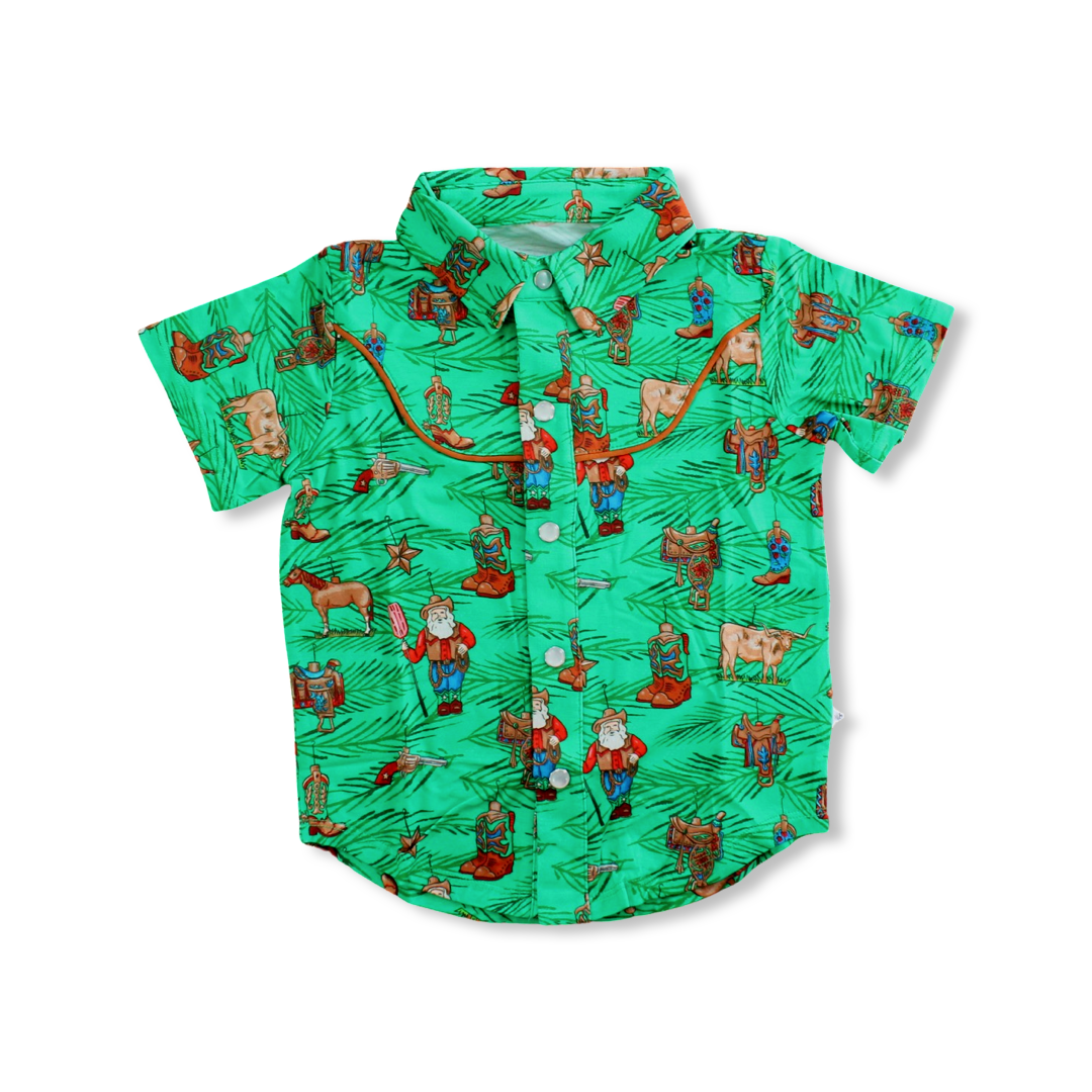 Western Ornaments Pearl Snap Collared Shirt