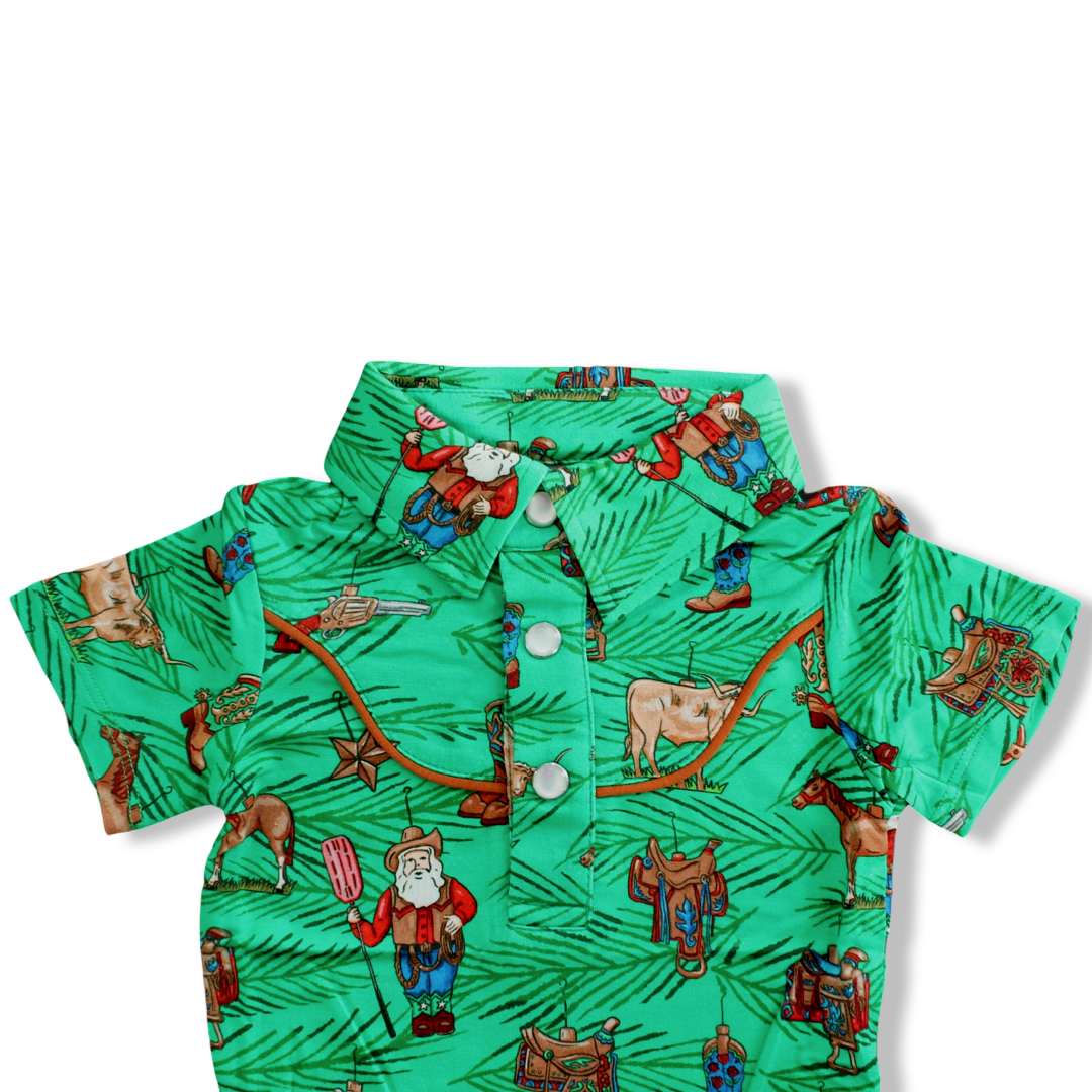 Western Ornaments Collared Short Sleeve Bodysuit