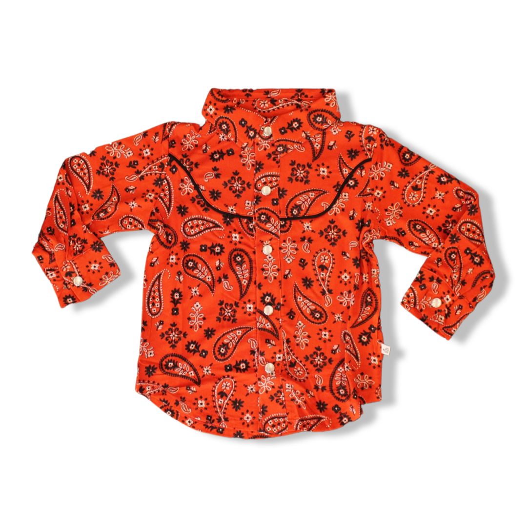 Paisley Long Sleeve Western Pearl Snap Collared Shirt