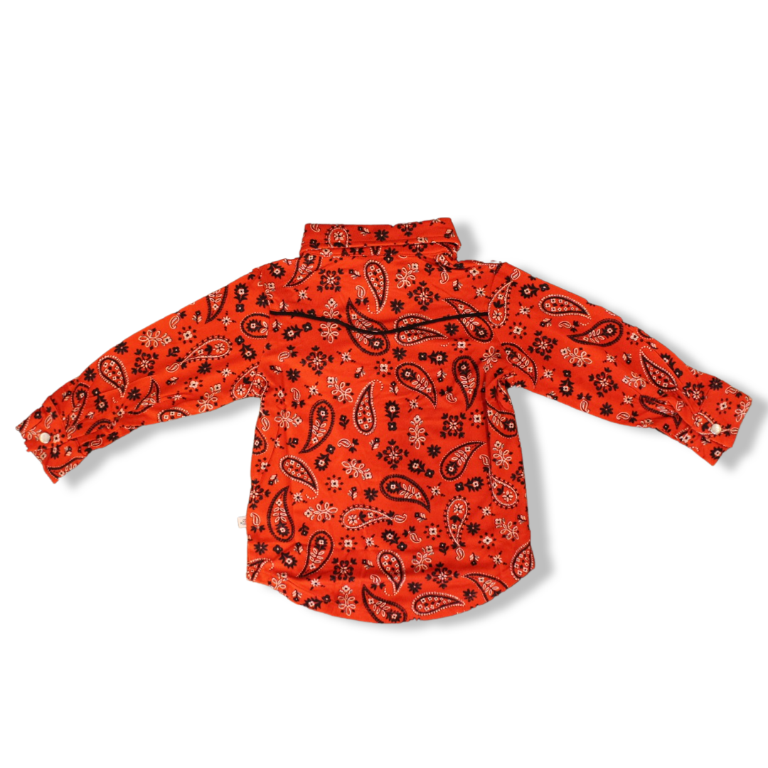 Paisley Long Sleeve Western Pearl Snap Collared Shirt