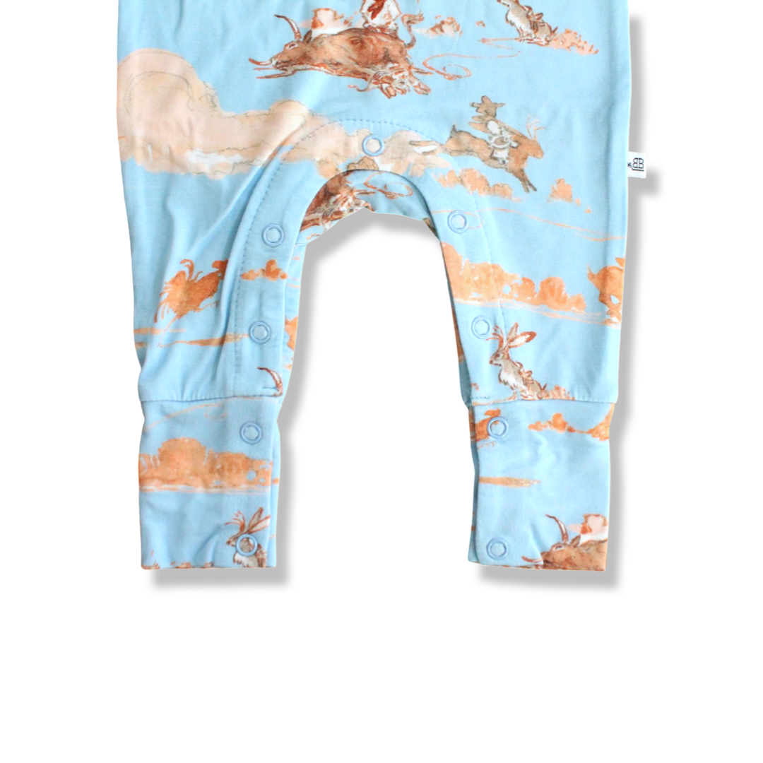 Rabbit Roper Western Collared Pearl Snap Romper