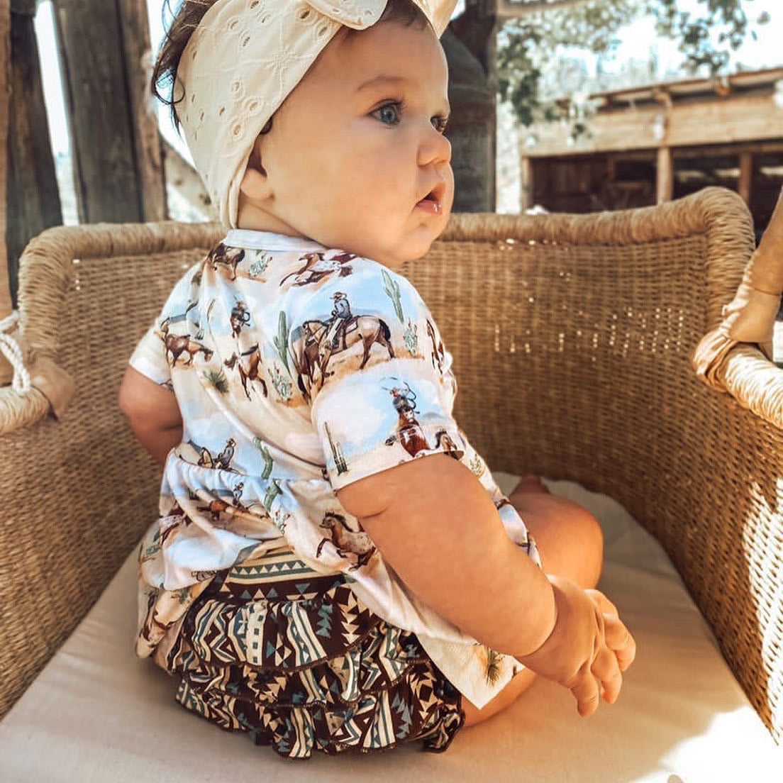Amarillo Short Sleeve Henley Peplum Layne Ruffled Bummie Set