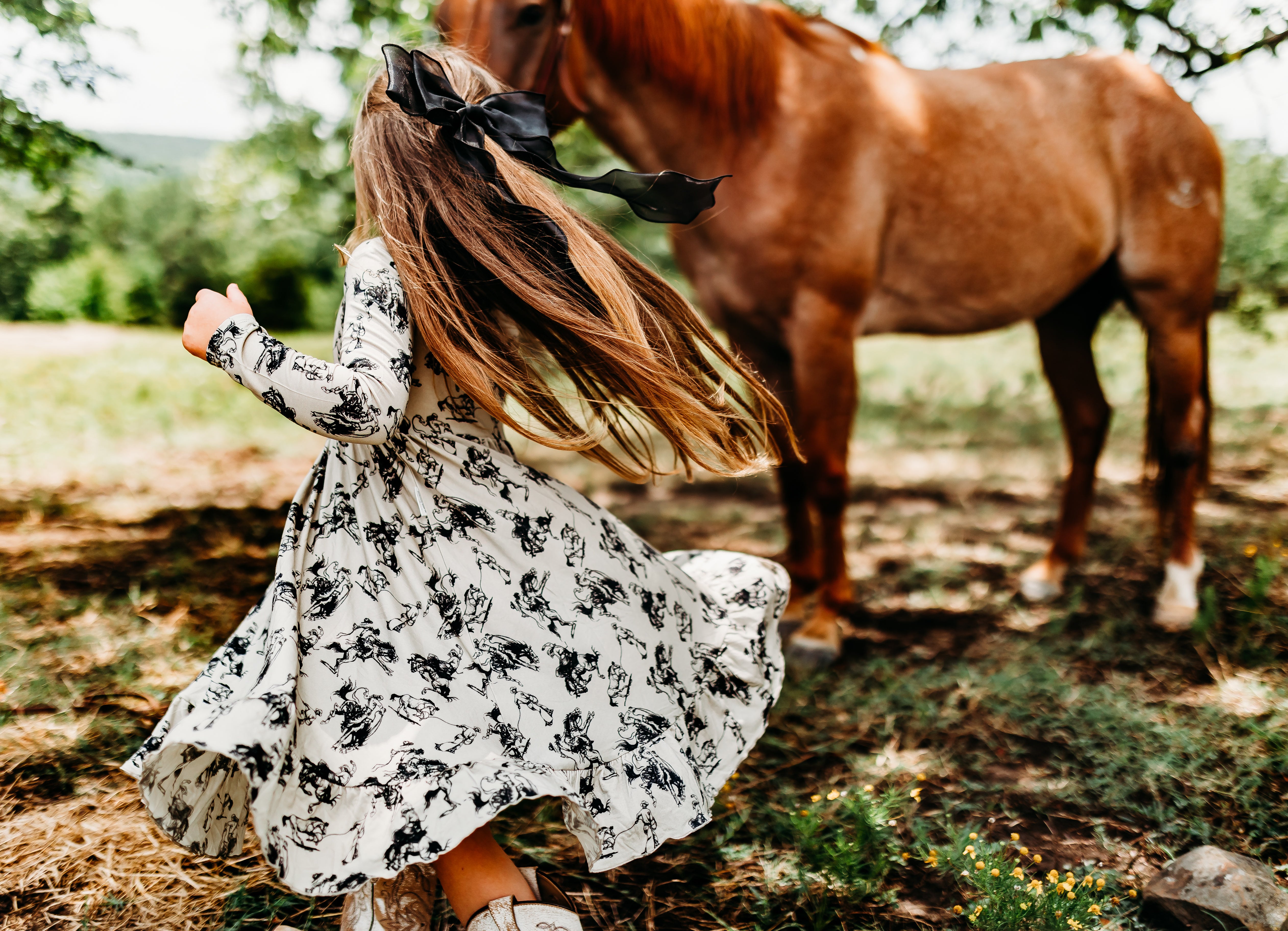 Bronc Lessons Long Sleeve Ruffled Twirl Dress