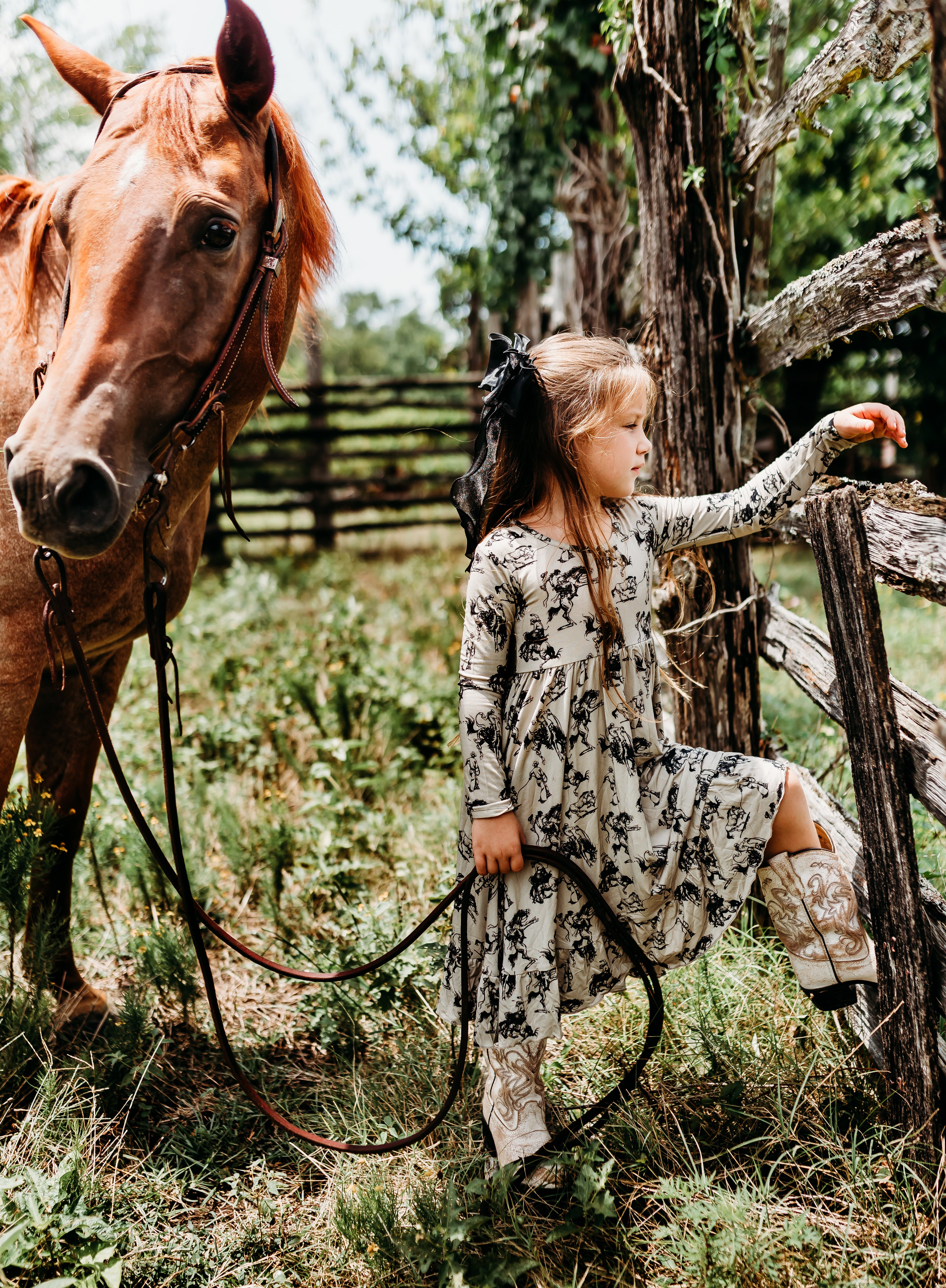 Bronc Lessons Long Sleeve Ruffled Twirl Dress