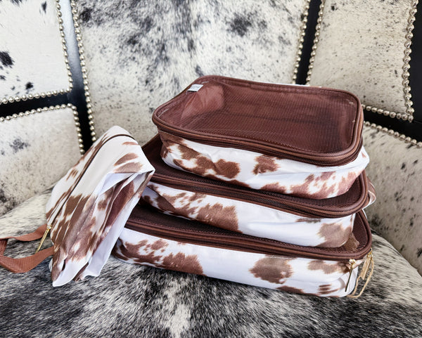 Cowhide 4-Piece Travel Packing Cube Set