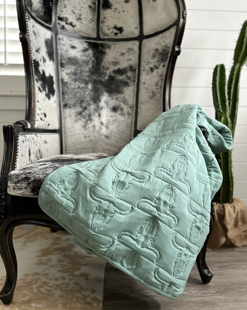 Steer Head Bamboo Quilted Blanket