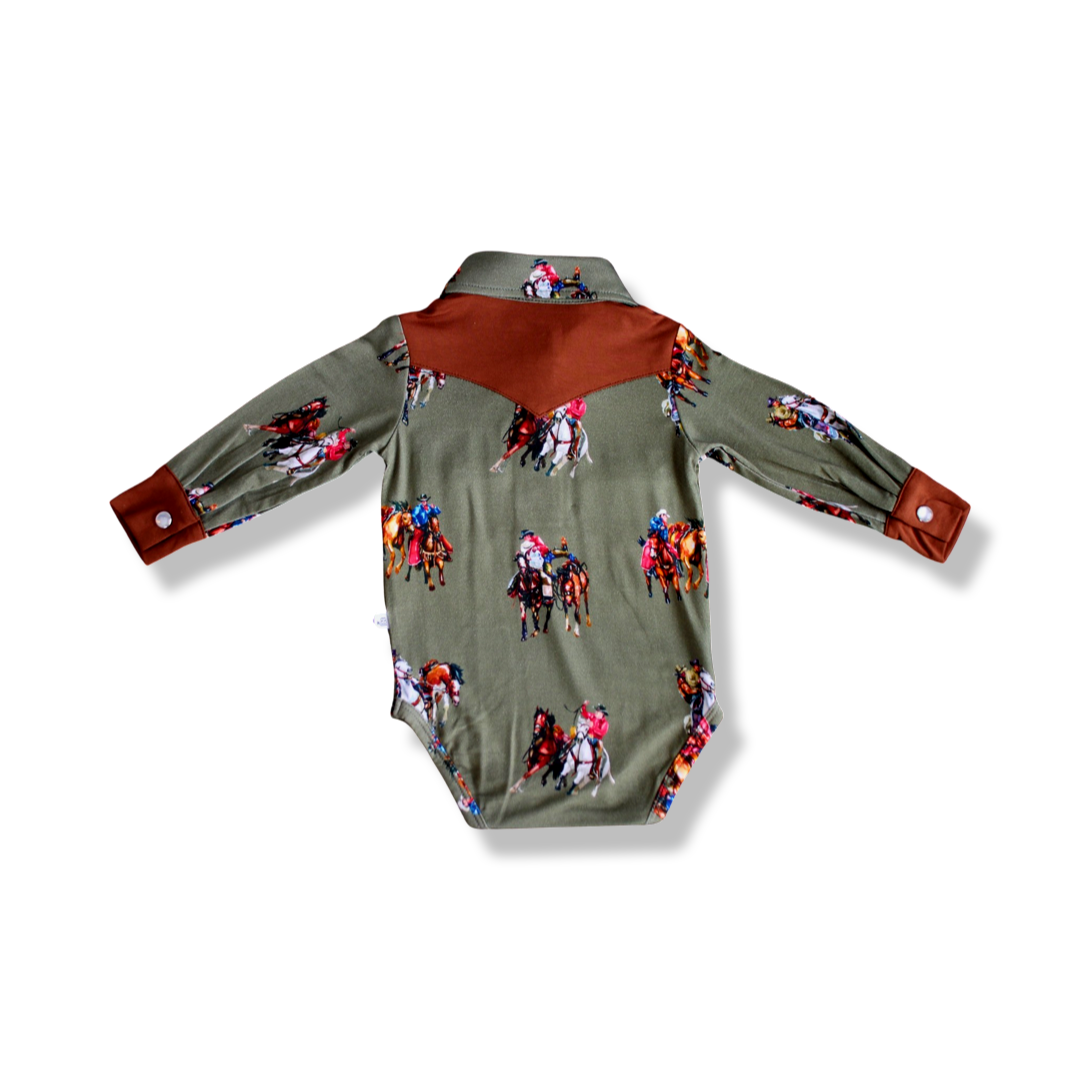 Waco Long Sleeve Western Pearl Snap Collared Bodysuit