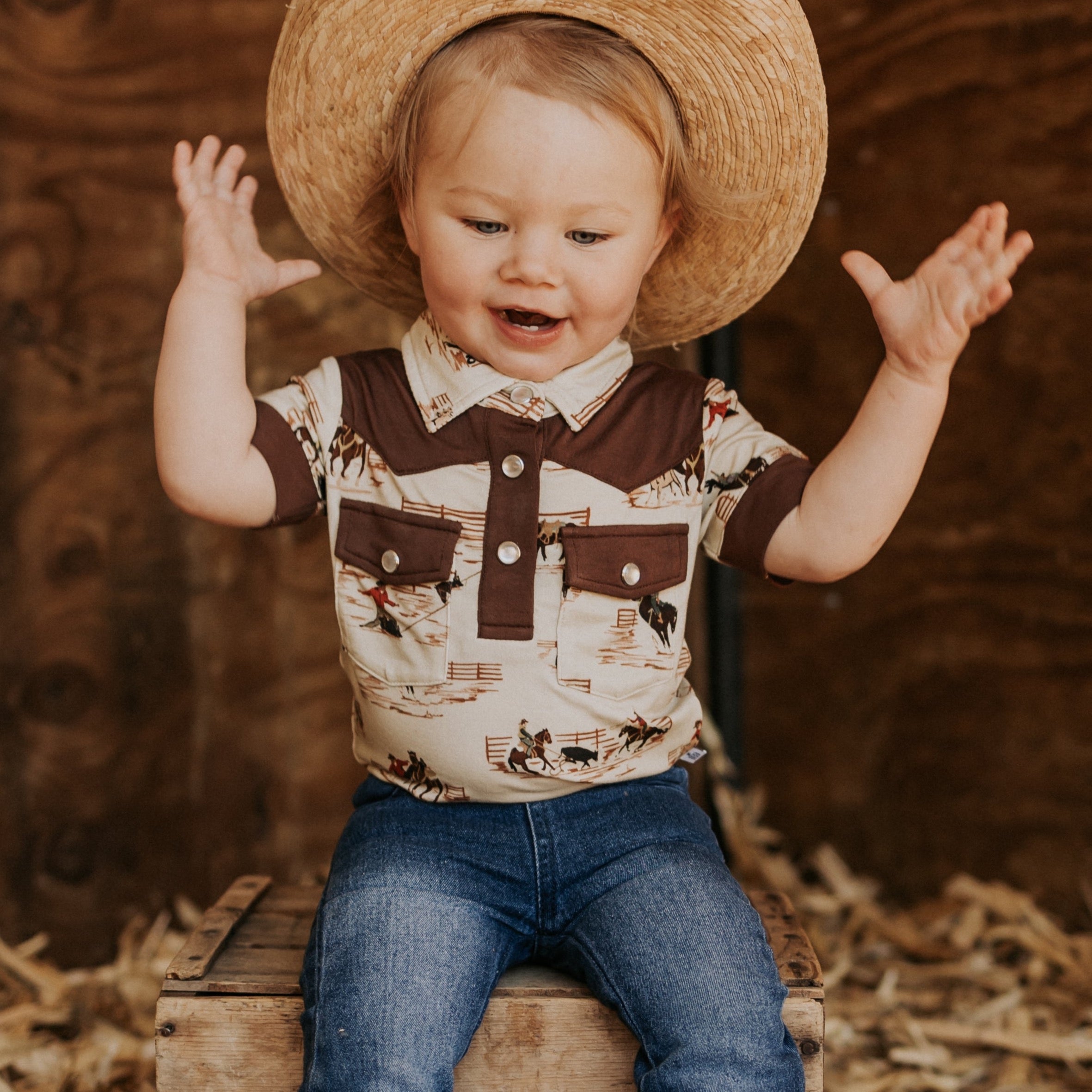 Prescott Western Pearl Snap Collared Short Sleeve Bodysuit