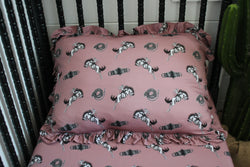 Mauve Vintage Broncs Ruffle Pillow Cover