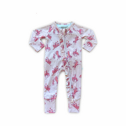 Bubblegum Pink Broncs Convertible Ruffle One-piece - Toughies