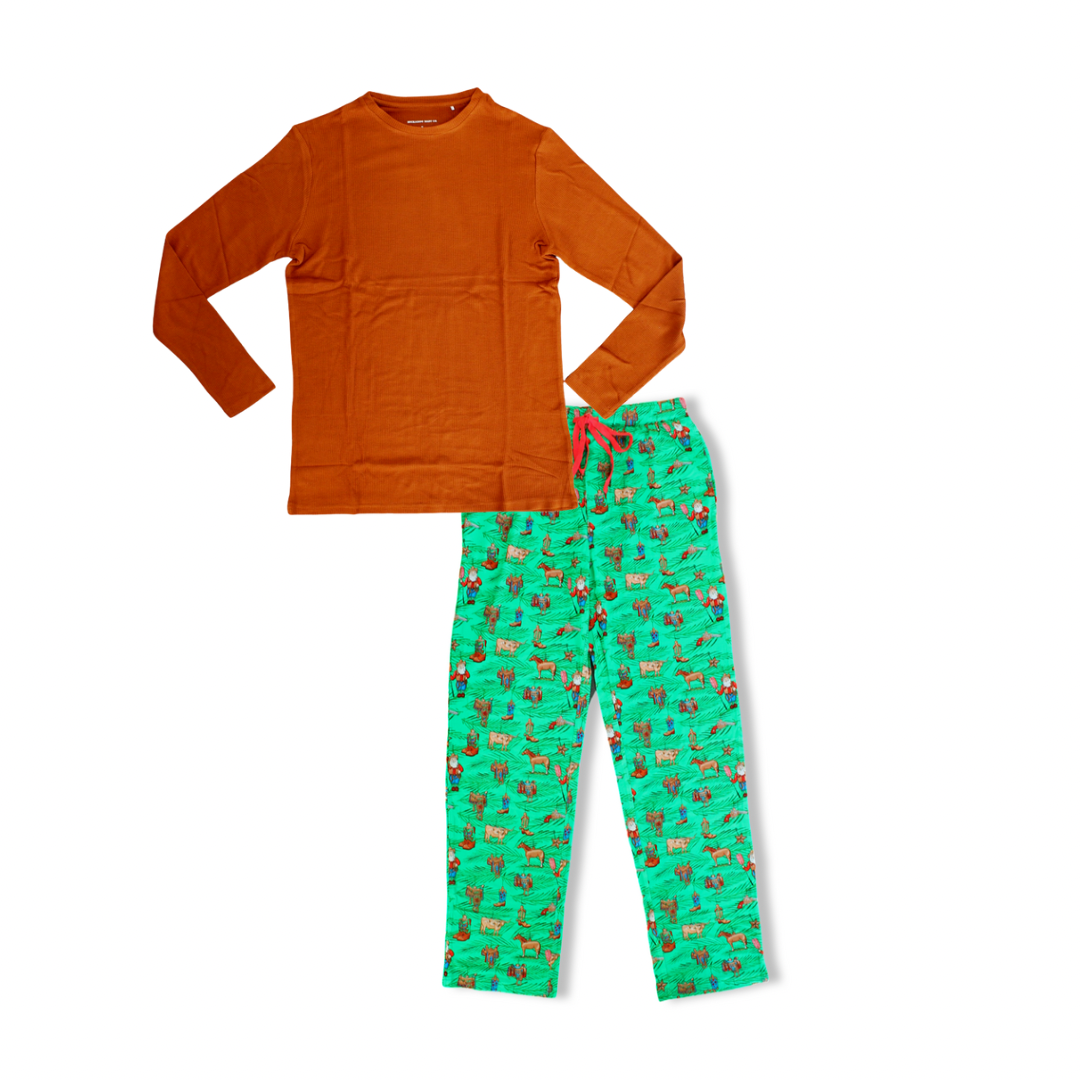 Western Ornaments Men's Waffle Long Sleeve Loungewear