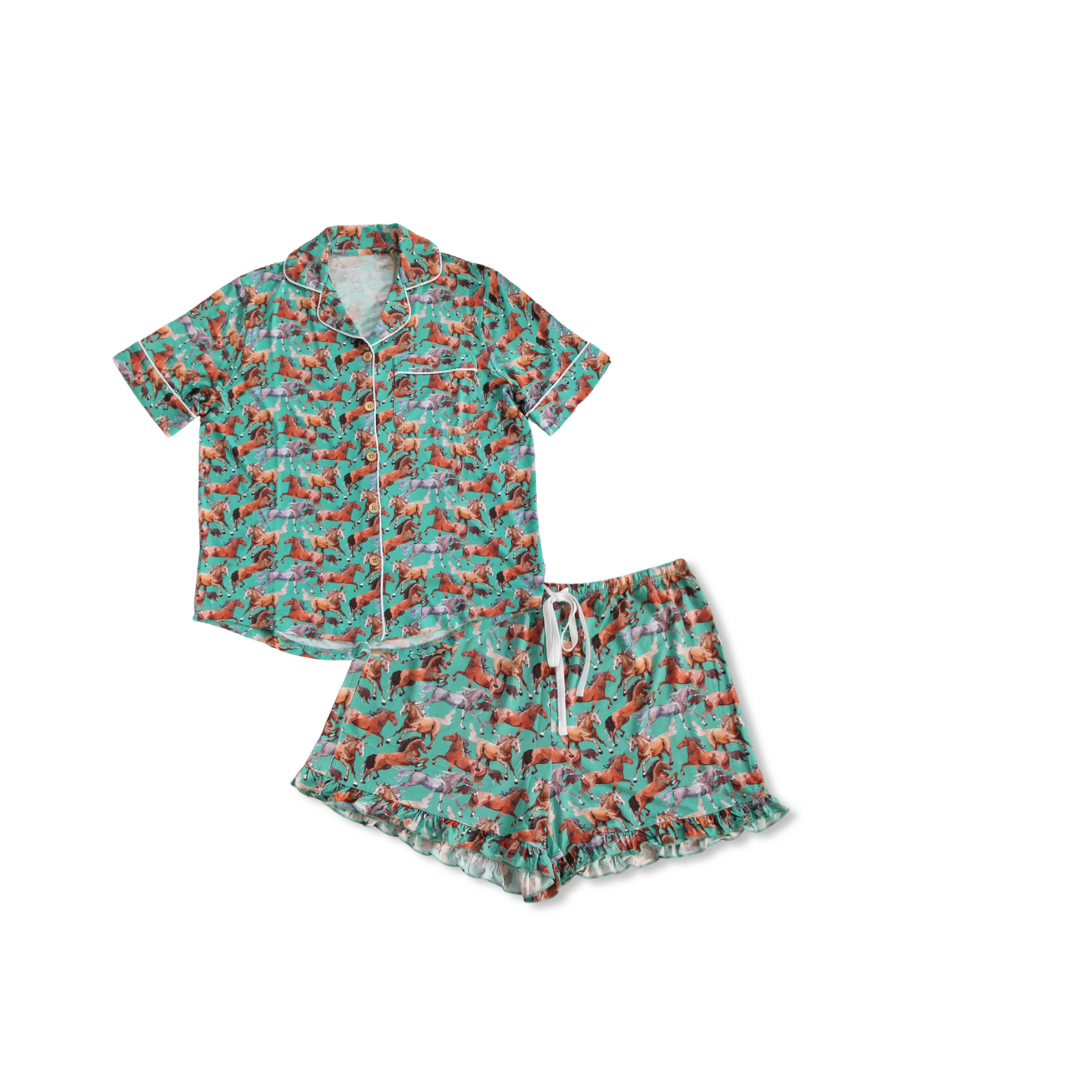 Landyn Short Sleeve + Ruffle Shorts Women's Lounge