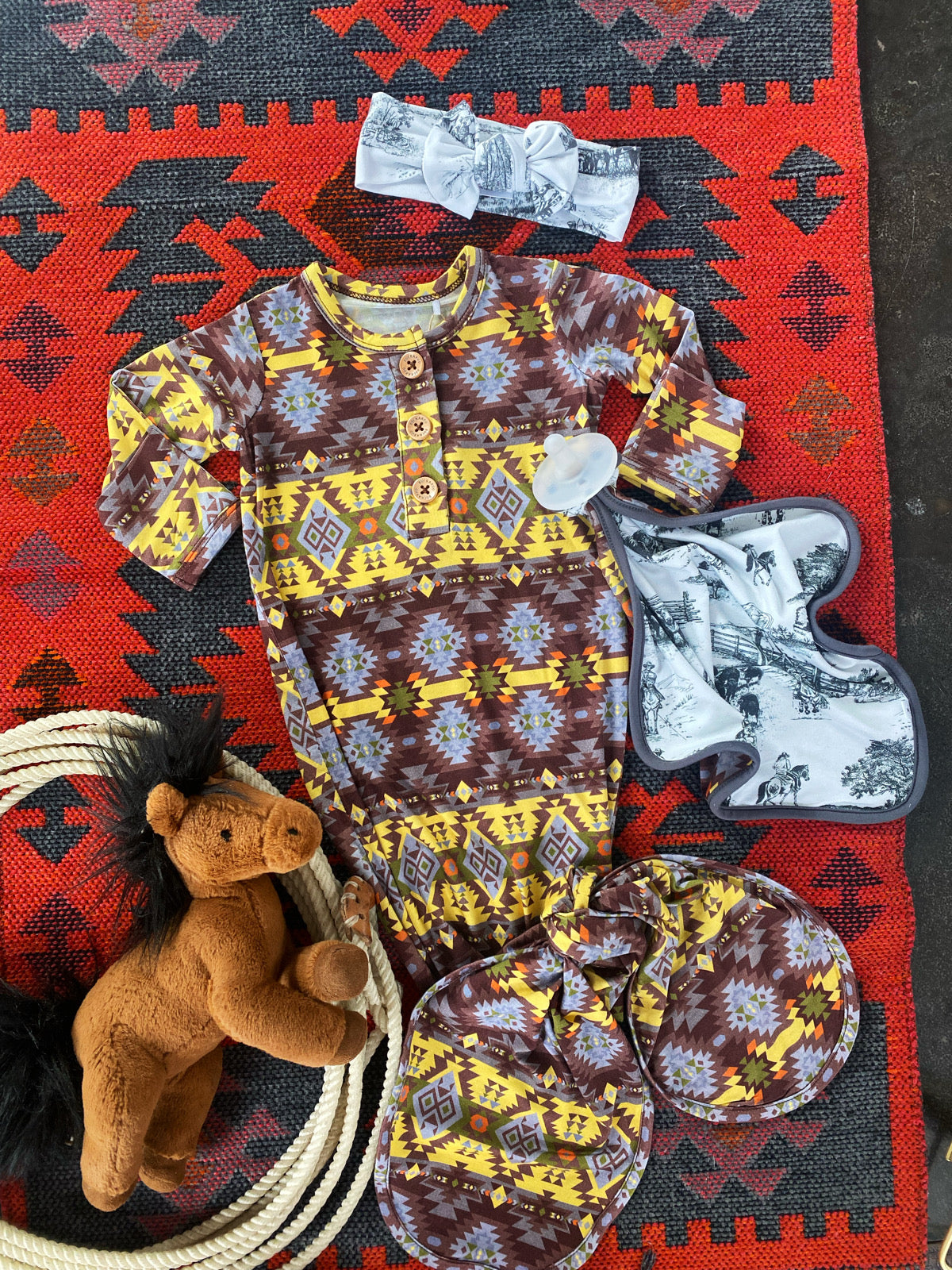 Cleo Southwest Button Knotted Gown