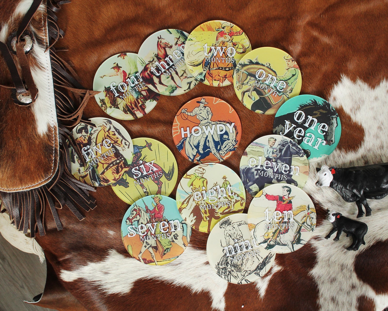 Western Acrylic Monthly Milestone Cards