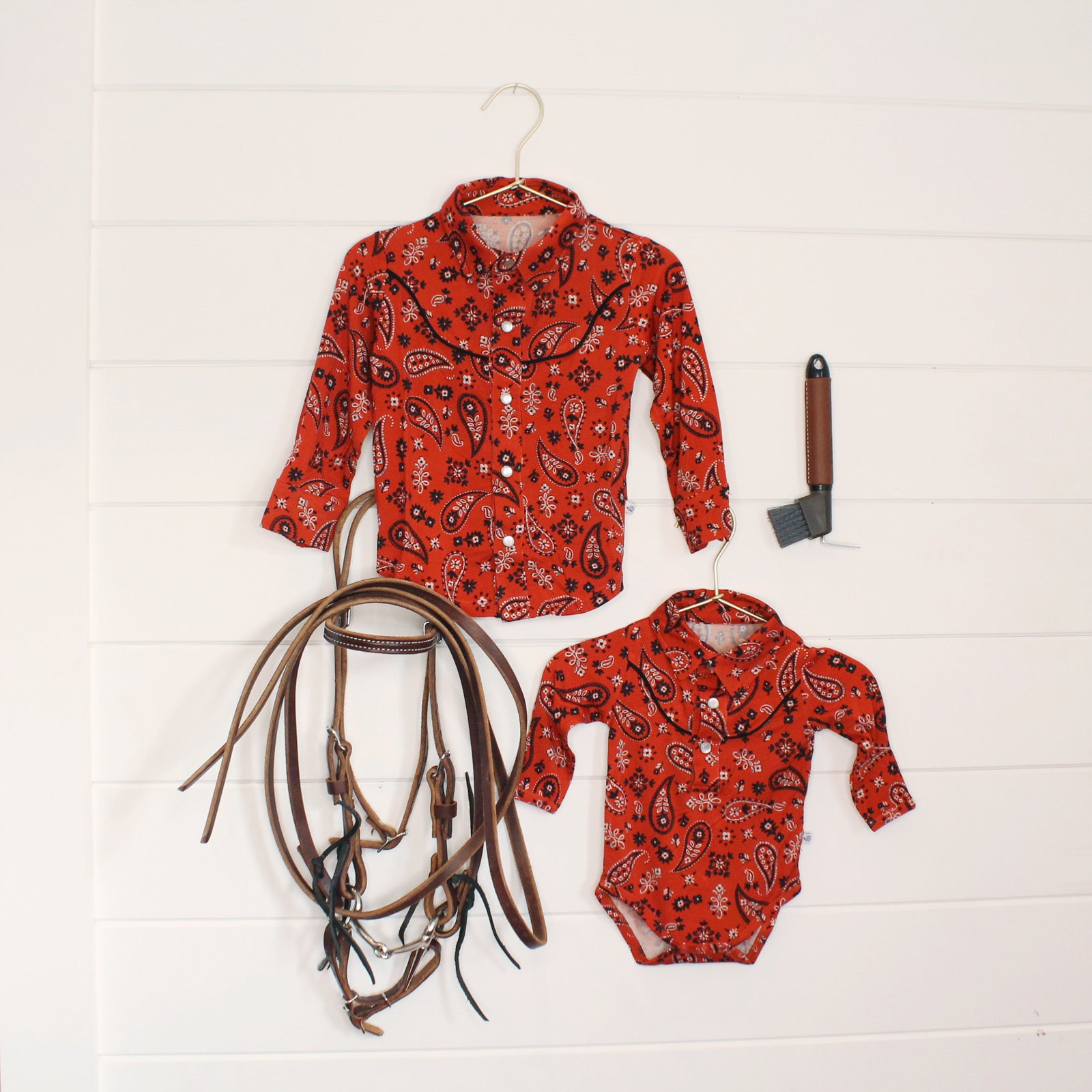 Paisley Long Sleeve Western Snap Collared Bodysuit