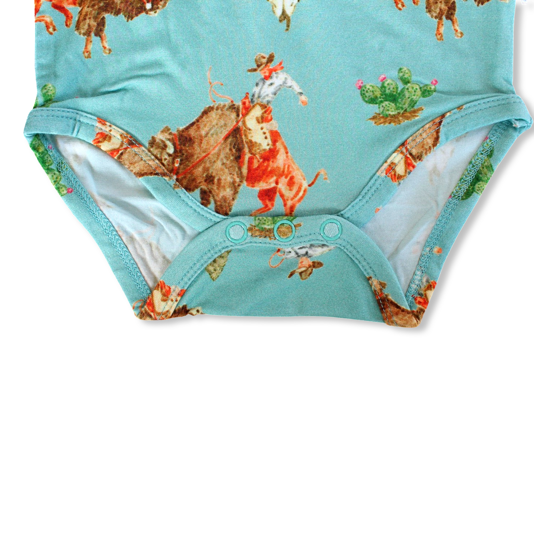 Rusk Western Pearl Snap Collared Short Sleeve Bodysuit