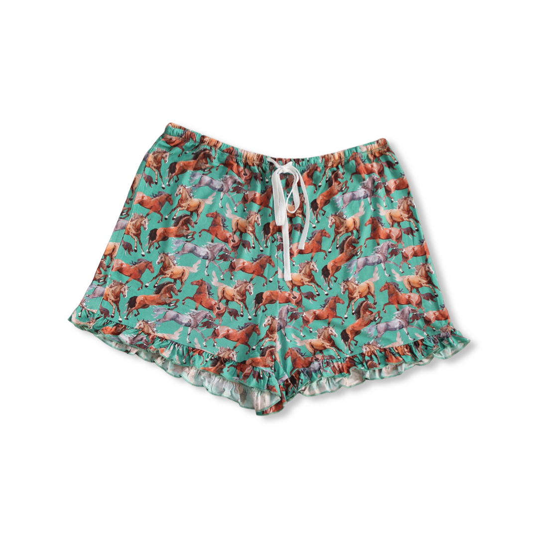 Landyn Short Sleeve + Ruffle Shorts Women's Lounge
