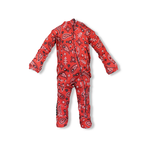 Paisley Zippered Footie One Piece