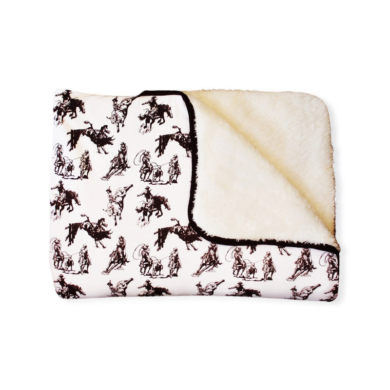 Rodeo Toile Plush Yearling Blanket