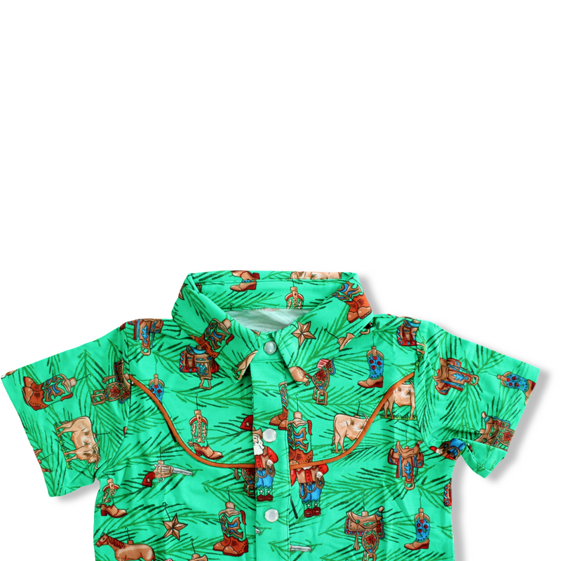 Western Ornaments Pearl Snap Collared Shirt
