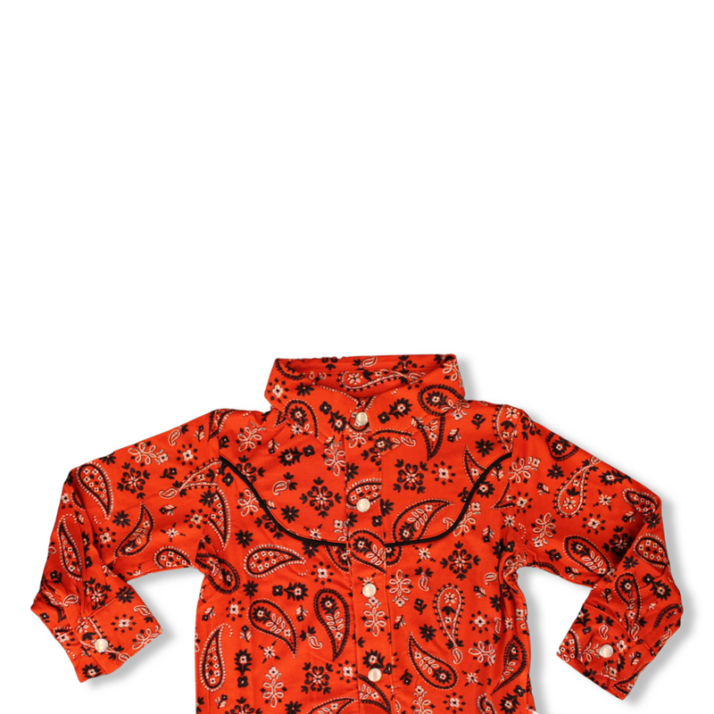 Paisley Long Sleeve Western Pearl Snap Collared Shirt