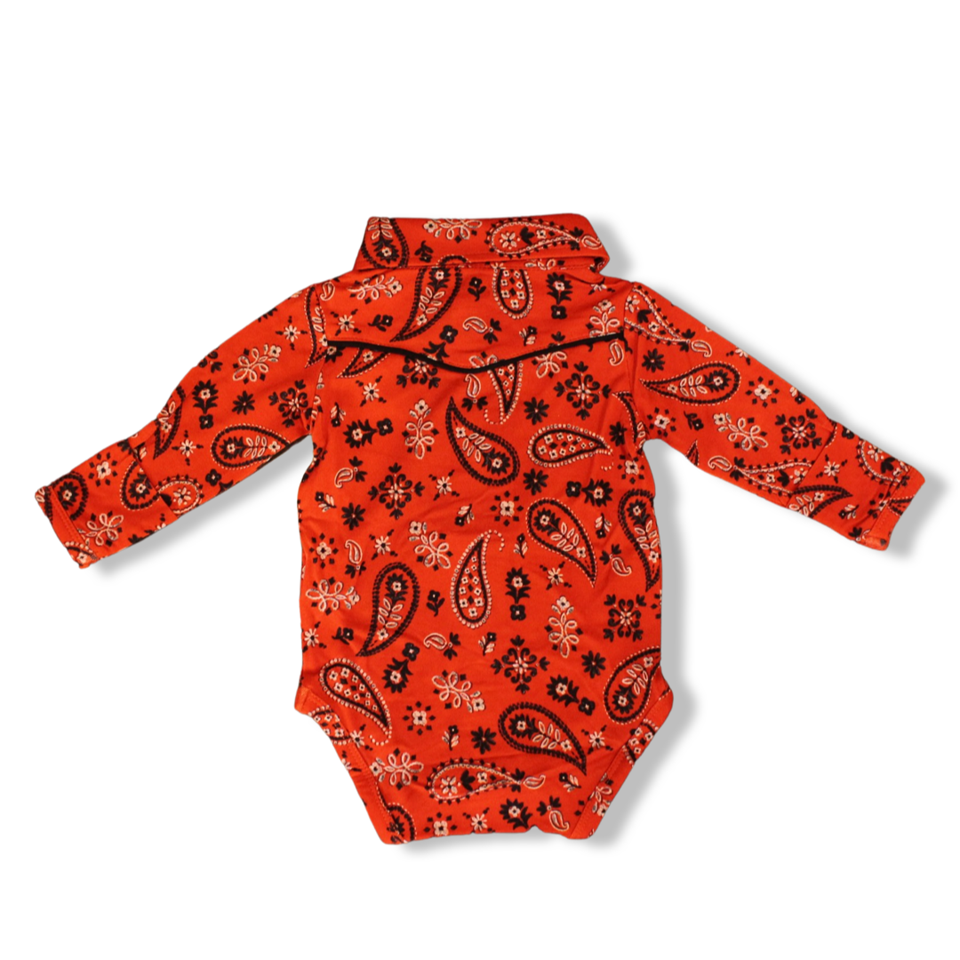 Paisley Long Sleeve Western Snap Collared Bodysuit
